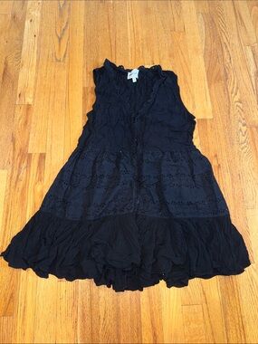 Playa Lucila Girls Black Eyelet Tiered Dress  Size Large
